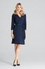 Navy blue dress tied with a belt - M680 size