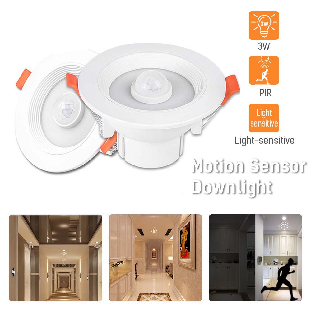 Recessed PIR Sensor Motion Bathroom Indoor Lights Night Light Spot Lamp LED Downlight Ceiling Lamp