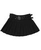 WEGO Figments Double Belt Striped Pleated Mini Korean Size Black Skirt, Style, Women's, M,