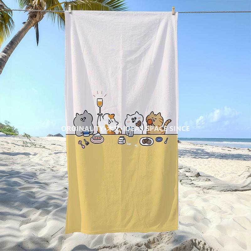 Cute Cats Beach Party Towel Patterned Sunscreen And Windproof Suitable For Swimming Pool Camping Travel