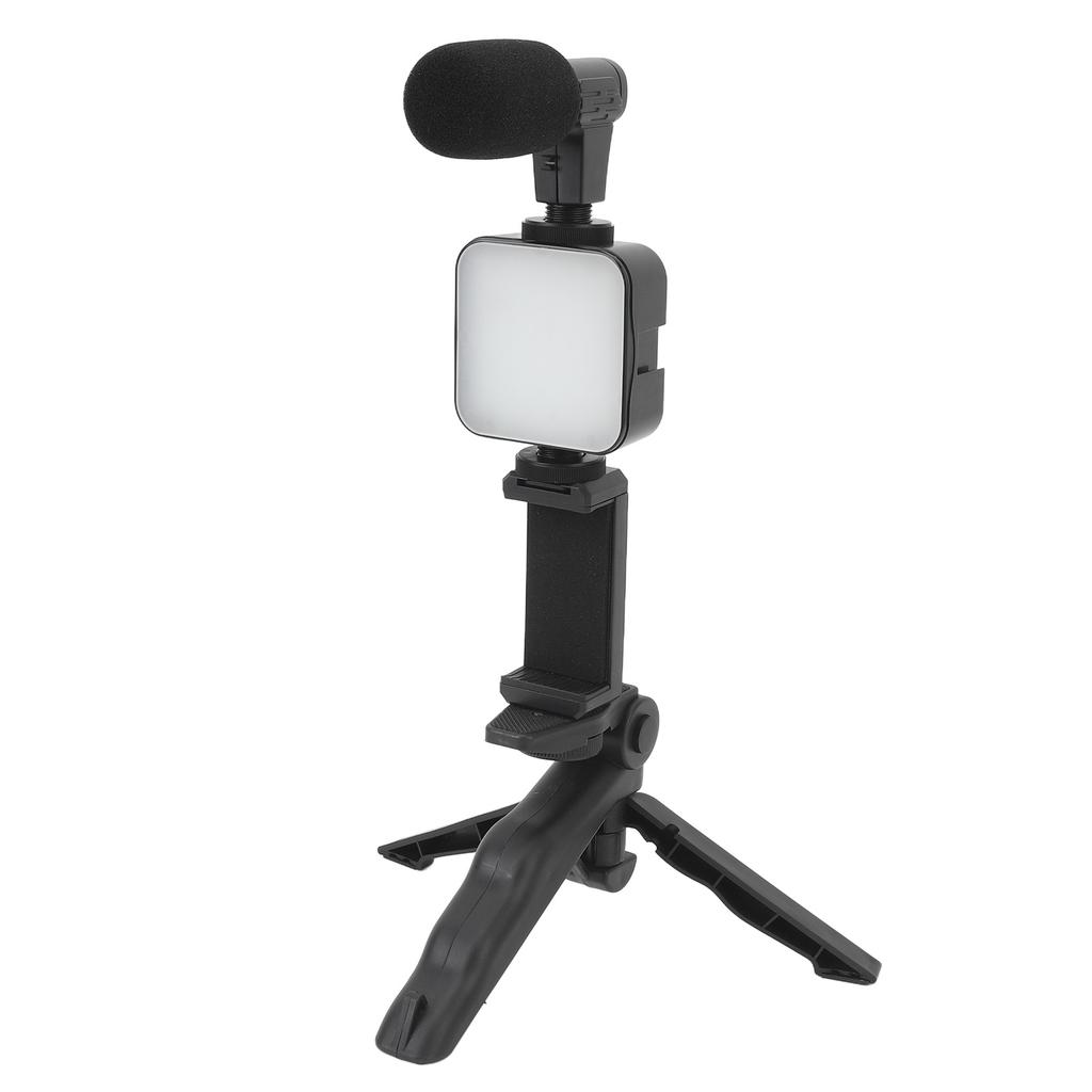 Smartphone Video Vlog Kit LED Fill Light Tripod Microphone Comtroller Noise Reduction for Phone Camera Computer