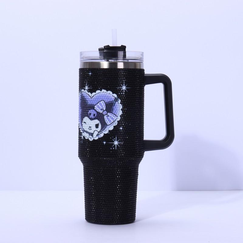 40oz Insulated Car Mug With Handle Accent 304 Stainless Steel Leak-Proof Travel Cup Home Office Outdoor Sports