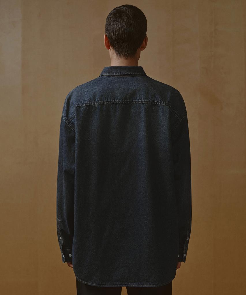 MUSINSA STANDARD Heavyweight Oversized Denim Shirt [Dark Blue]