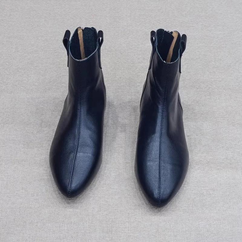 Pointed Toe Women Chelsea Boots Flats Ankle Oxford Shoes Retro Winter New Trend 2024 Goth Walking Gladiator Casual Zapatos Mujer