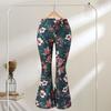 Женские джинсовые брюки с высокой талией, цветочным принтом, расклешенные джинсы с карманами, поясом, легкими дышащими джинсами