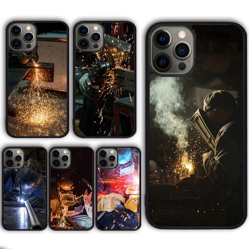 Welder Welding Hot Metal Worker Phone Case For iPhone 17 Air 13 12 14 15 16 Cover For Apple Pro Max Plus SE Coque