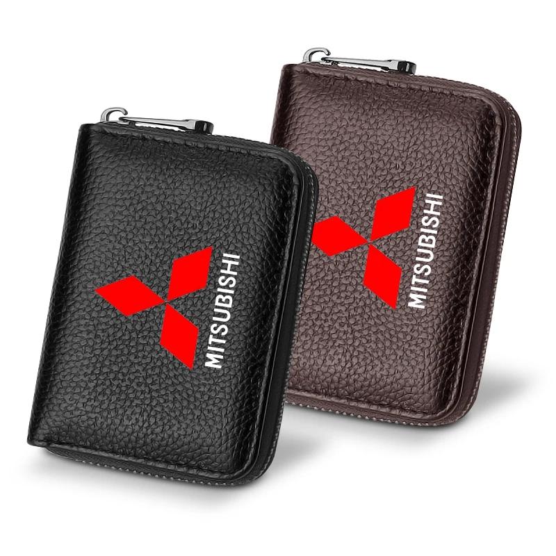 cxbkdv1 Genuine Leather Car Driver's License, ID Card, Bank Card Wallet For Mitsubishi Lancer Ralliart 10 3 9 EX Outlander 3 ASX L200