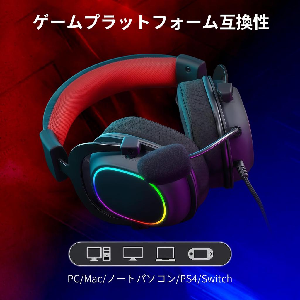 H510 RGB Wired Gaming Headset Surround Sound 53mm Audio Drivers with Memory Foam Ear Pads and Reliable Fabric Cover Headphones USB Powered with Zeus-X
