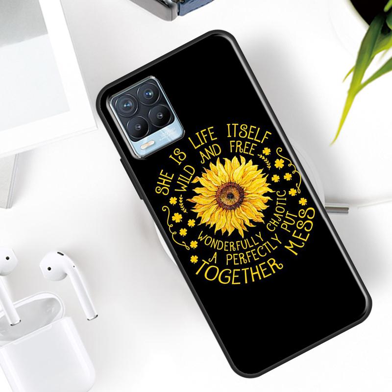 Красивый желтый чехол с подсолнухом для Realme 15 12 11 13 14 Pro Plus C65 C67 C61 C53 C55 C51 C25 C63 C71 C75 GT6 GT7 Pro