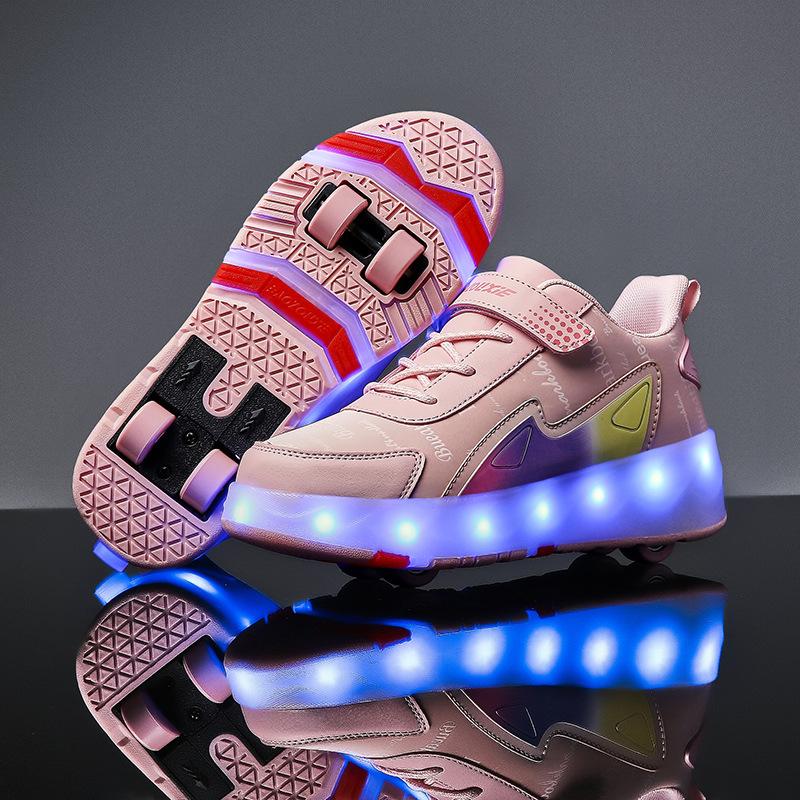 Новые туфли Runaway Shoes Четырехколесные туфли-шкивы для мальчиков и детей Обувь с колесами Обувь для катания на коньках для девочек