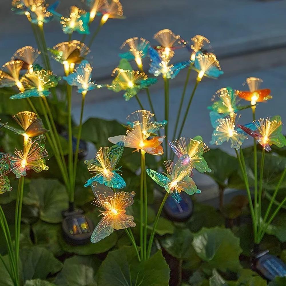 Outdoor Garden Decor LED Solar Butterfly Lamp Butterfly Fiber Optic Light For Garden Ambiance