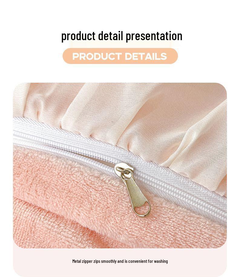 Корейский принцессный комплект из 4 предметов из молочного бархата с кружевной отделкой: Антистатичные простыни и пододеяльник из кораллового флиса