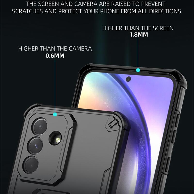KEYSION Противоударный бронированный чехол для Samsung A17 5G Силикон+ПК Вертикальная металлическая подставка-кольцо для телефона Задняя крышка для Galaxy S25 FE 5G