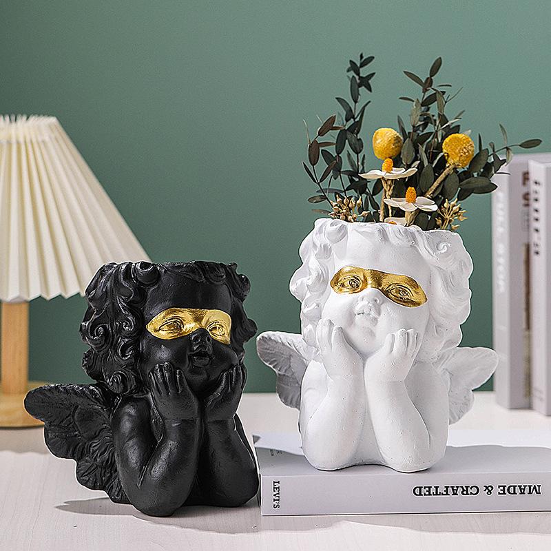 Милый цветочный горшок с ангелом, сочный горшок, кашпо из смолы, домашний декор, украшение для дома, настольные украшения, горшок для растений бонсай