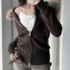 Furry Hooded Knitwear Hoodies Y2k Streetwear Full Sleeve Zip-up Women's Sweatshirts Korean Fashion Outwears Ladies