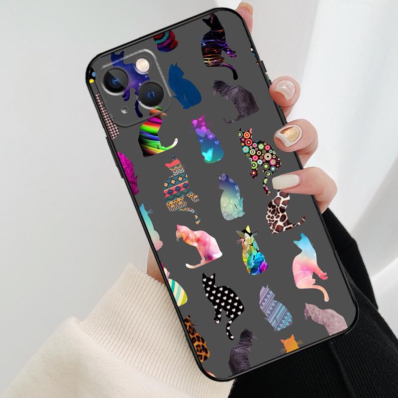 Милый мультяшный коллаж из кошек Чехол для телефона Для iPhone 17 Pro Max 14 13 12 11 15 16 Pro Max mini 15 16 Plus 16e 17 Air Cover