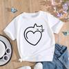 (Asian Size) T Shirt Women Love Heart Cat Trend Cute 90s Print Tee Top Fashion Female Clothing Short Sleeve Graphic T-shirts