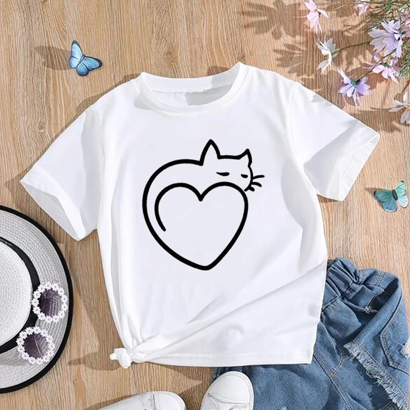 (Asian Size) T Shirt Women Cat Sweet Pet Trend Animal Sweet Print Tee Top Fashion Female Clothing Short Sleeve Graphic T-shirts