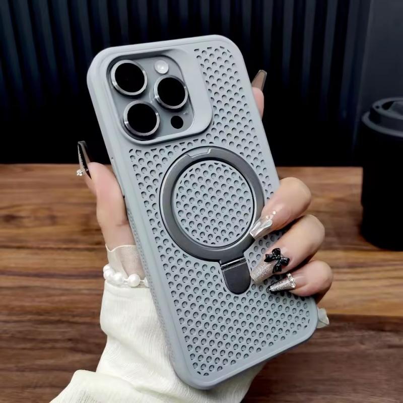 Luxury Heat Release Case For iPhone 17 16 15 14 13 12 Pro Max Plus 16Pro iPhone16 For Magsafe Mag Safe Wireless Charge Stand Covers