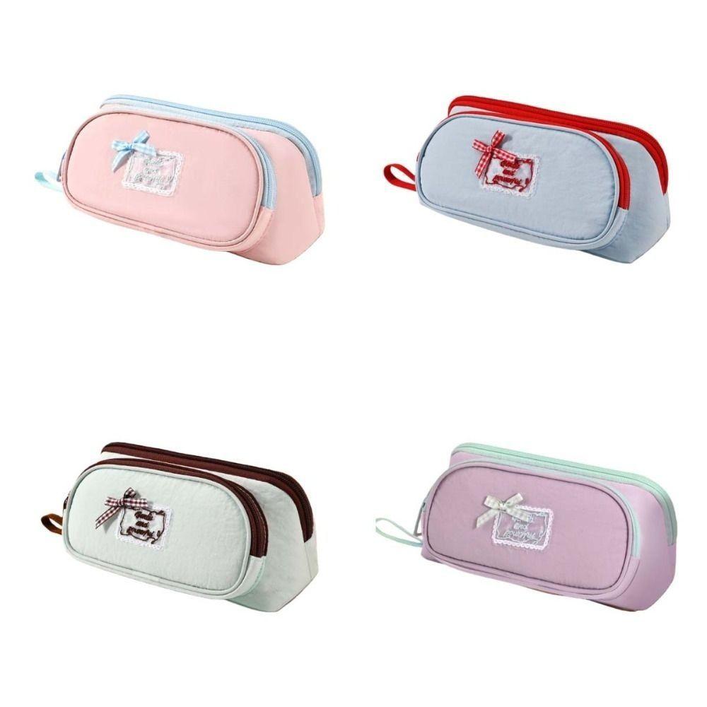 Bowknot Magnetic Bow Pen Bag Triangle Pencil Bag Makeup Bag Pencil Case Women