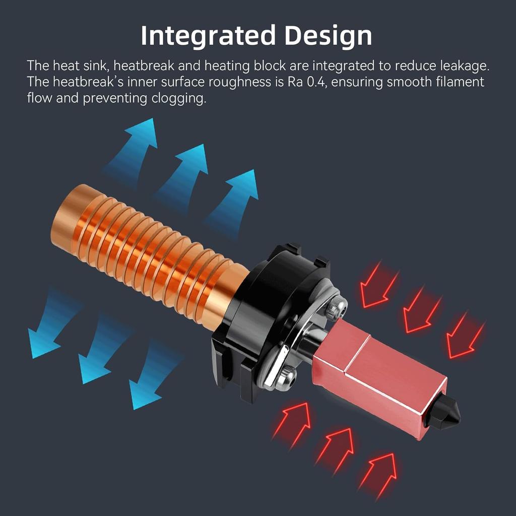 Обновленный керамический хотенд-комплект для 3D-принтера Flashforge Adventurer 5M/5M Pro, Быстрый нагрев, Быстросъемное сопло 0.4 мм из закаленной стали + Хромированная латунь