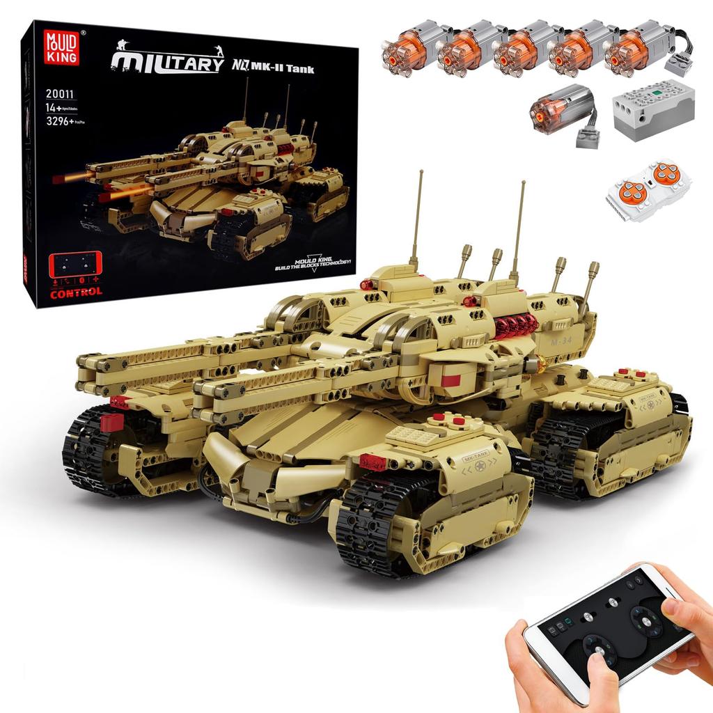 Mold King 20011 Technik MOC Tank Building Blocks War Series Модель танка с приложением и дистанционным зажимом для танка, совместимым с комплектом Ages, Control, Kit,