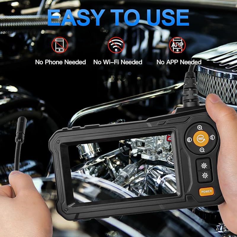 Industrial Endoscope Camera 4.3" IPS Single Dual Lens Car Inspection Borescope Sewer Camera IP67 Waterproof Snake Camera 8 LEDS