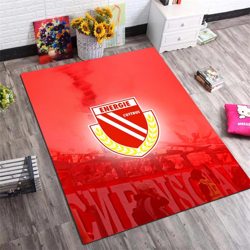 Energie Cottbus Club Crest Red Background Print Area Rug Non‑Slip Rectangular Floor Mat Soccer Fan Gaming Living Bedroom Decor