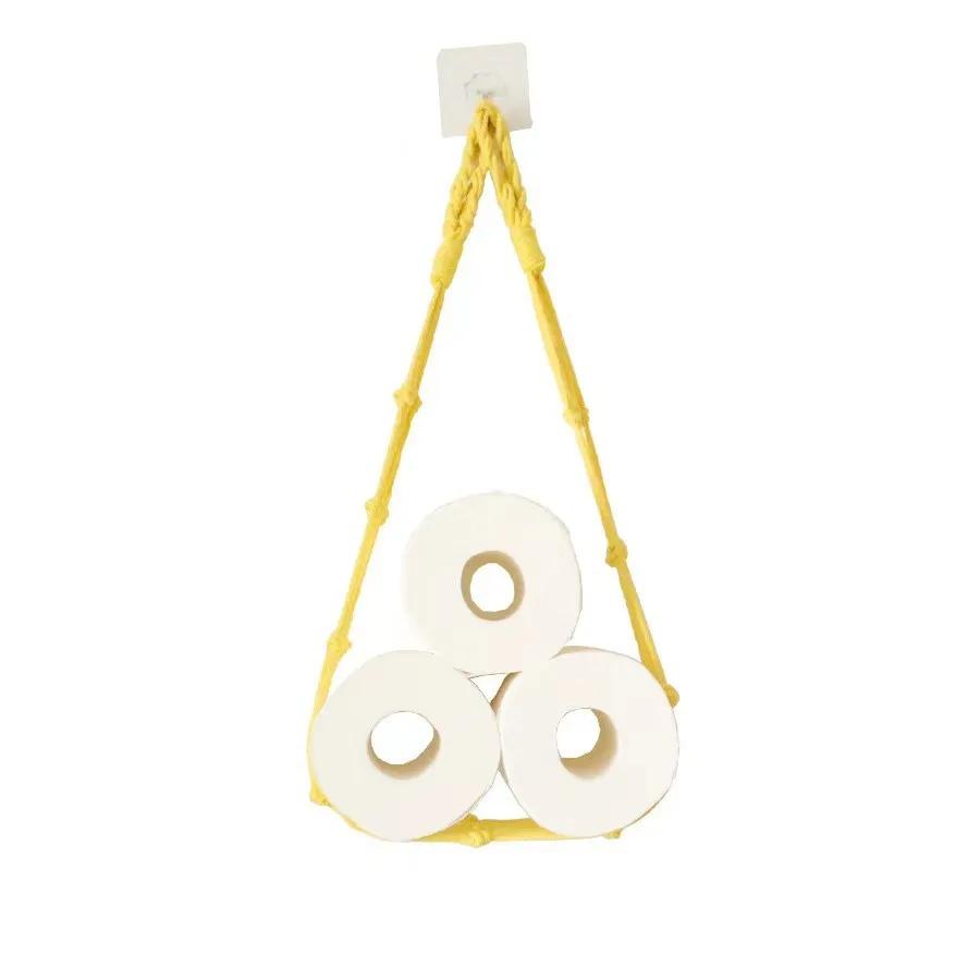 Подвесной держатель из хлопковой веревки в скандинавском стиле для туалетной бумаги, журналов, книг, домашнего хранения, отеля, подвесной карманный стеллаж, декор для ванной комнаты