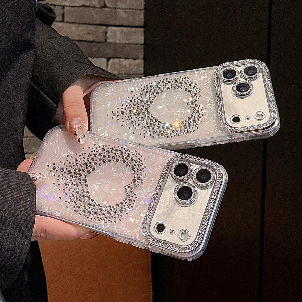 Милый 3D чехол для телефона с узором из страз и бриллиантов для iPhone 17 Air 16 15 14 13 12 11 Pro Max, чехол-ракушка, противоударный, мягкий ТПУ