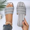 Large Size Woven Slippers with One Word for Women, Light Beach Cool Slippers Sandals