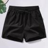 Мужские летние повседневные шорты со средней посадкой и эластичным поясом с карманами, пляжные шорты, сплошной цвет, широкие шорты свободного покроя для фитнеса