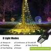 317LEDs Водопадные огни 8 режимов Елочный свет Пентаграмма Рождественская елка Декоративные водопадные огни