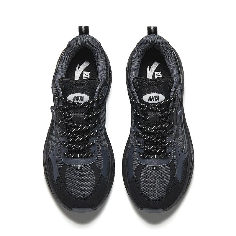 Anta Звезда Удобная Модная Спортивная Нескользящая Износостойкая Дышащая Низкий верх Кроссовки для папы Мужские кроссовки Черный Серый 912518806-5