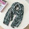 Women's Double-layer Cotton and Linen Floral Scarf Autumn and Winter Pleated Wrapped Shawl Scarf