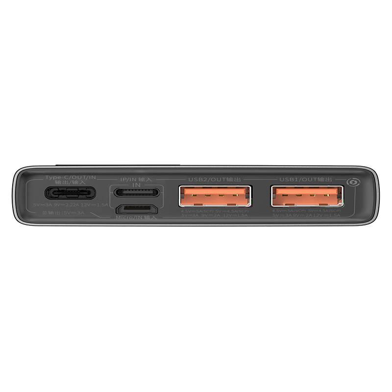 Powerbank Baseus Adaman Metal, 10000mAh, 2xUSB, USB-C, Lightning, MicroUSB 22.5W (Black)