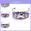 And Colorful Distinctive Rainbow Flag Time Gemstone Purple Leather Bracelet