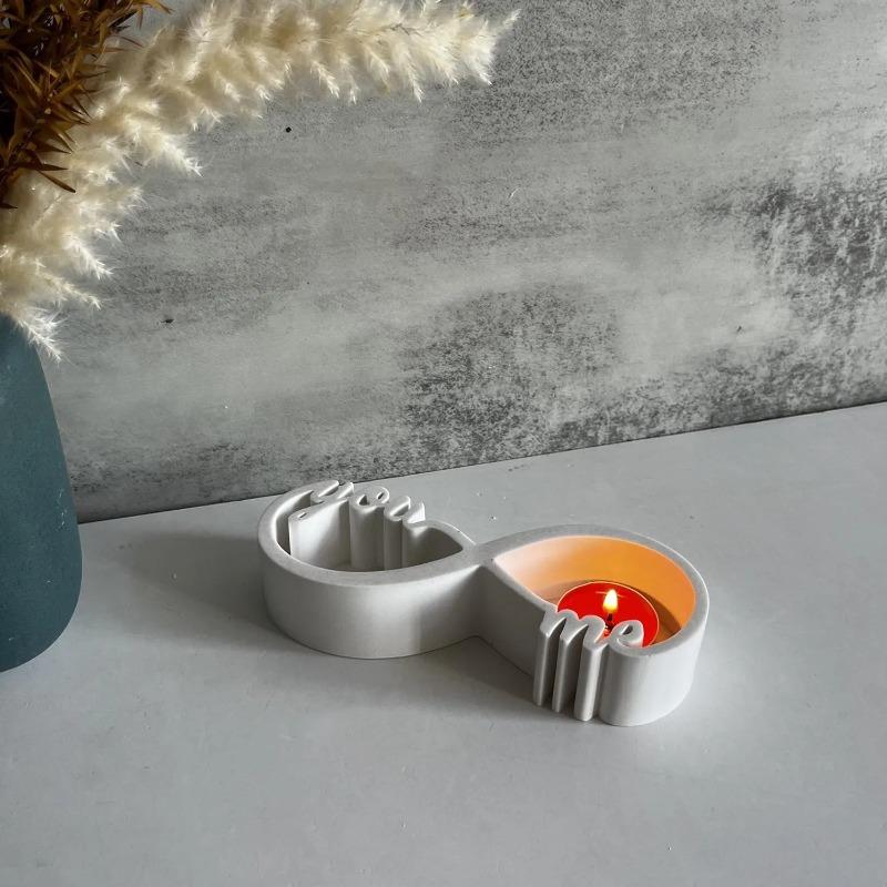 Eternal Love Candle Cup Concrete Cement Molds you and me Ornament Aromatherapy Gypsum Plaster Mould Candle Holder Silicone Mold