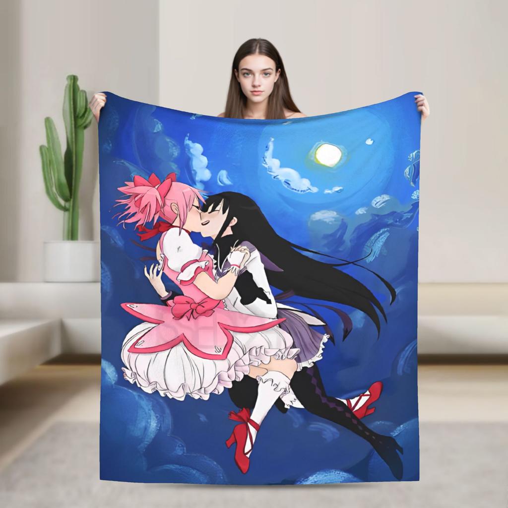 Puella Magi Madoka Magica Blanket Fleece Air Conditioning Cartoon Breathable Soft Throw Blankets for Home Plush Thin Quilt