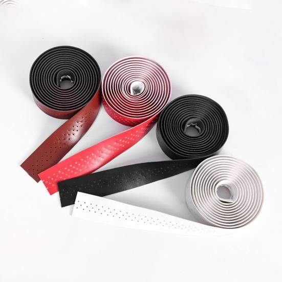 Bicycle Handlebar Tape Faux Leather Self-adhesive Anti-slip Shockproof Sweat Absorption Bike Handle Wrap Straps