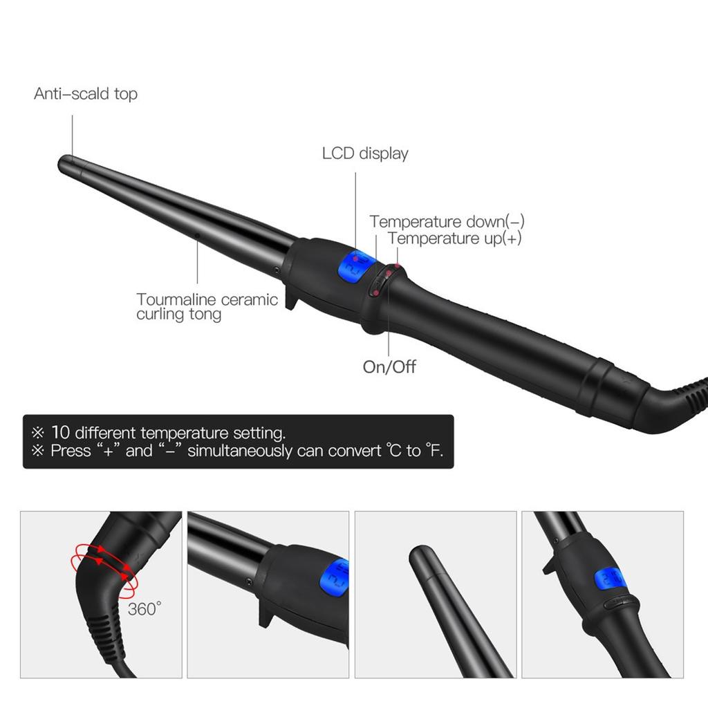 Professional Cone Shape Ceramic Hair Curler Iron Curling Wand Rollers Waver Styling Tools Style Quick Heat Electric Curly