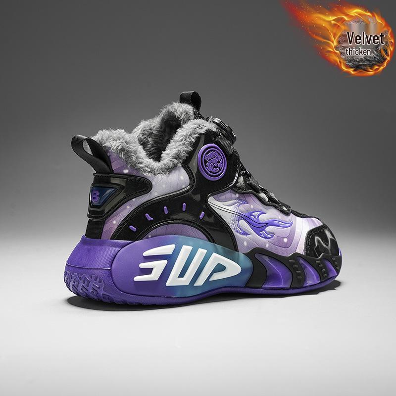 Амортизирующие кожаные баскетбольные кроссовки для мальчиков | Нескользящие, легкие спортивные кроссовки для детей старшего возраста, Осень/Зима 2025