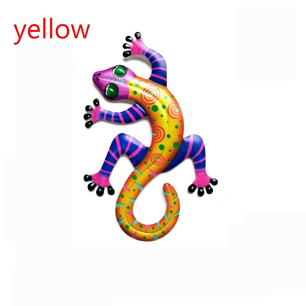 Iron Art Gecko Ornaments Wall Art Decoration Simulation Small Metal Gecko Lizard Sculptures Outdoor Home Garden Frnaments