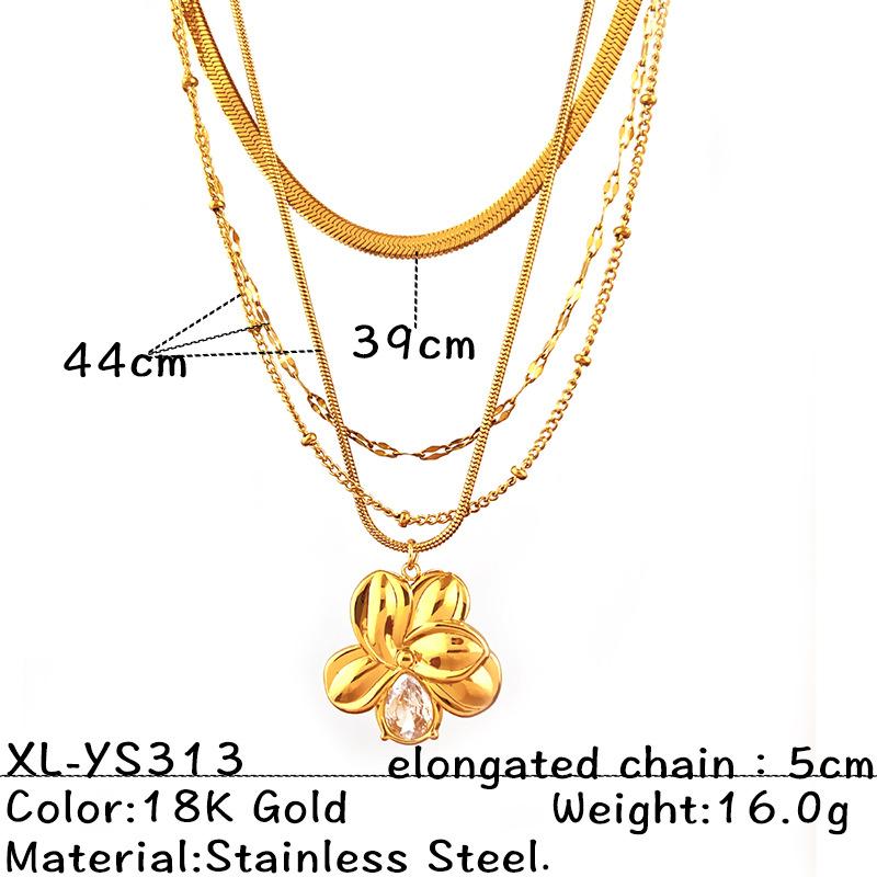 Two Tone Flower Pendant Necklace Titanium Steel Minimalist Jewelry for Women Fashion Gift