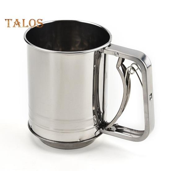 Сито для муки. Просеиватель для муки из нержавеющей стали. Ручной просеиватель для муки. Двухслойный сахарный шейкер с ручным прессом.