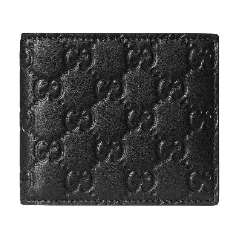 Gucci GG Emblem Portafoglio GG embossed pattern bifold cow leather wallet men's black
