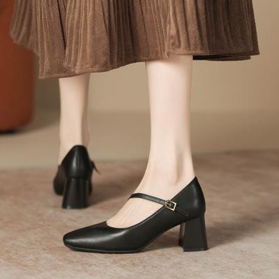 Кожаные туфли на плоской подошве для женской обуви Huizhou Su Yinyin, такие же одинарные туфли, корейская версия, квадратная головка, новые весенние туфли Mary Jane