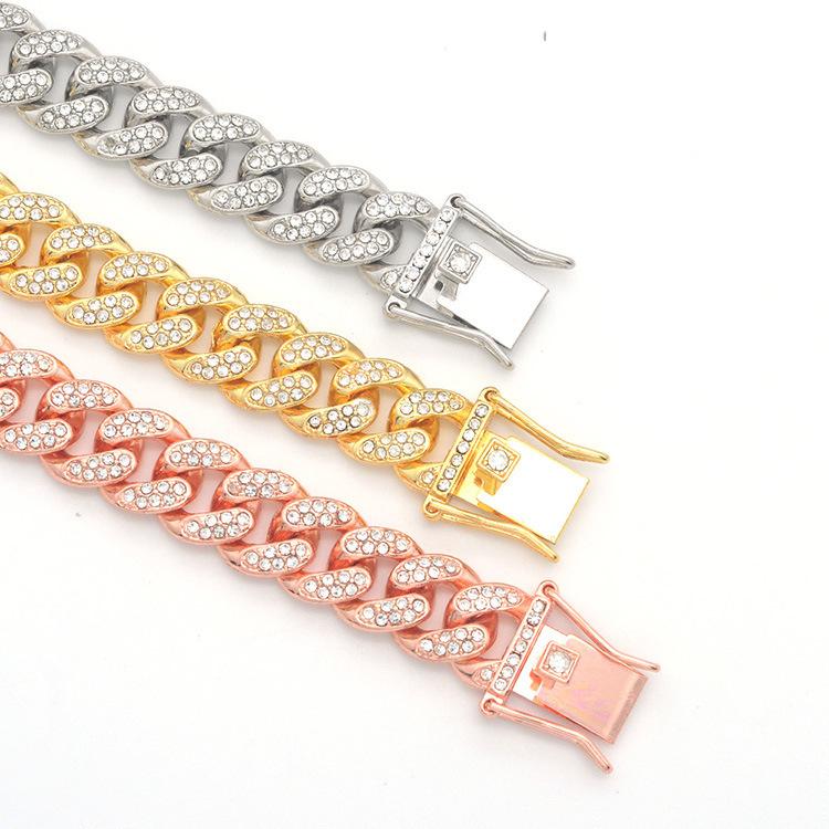 Cuban Bracelet, Hip-hop Street Couple Bracelet, Three-dimensional Micro Inlaid Hand Accessory