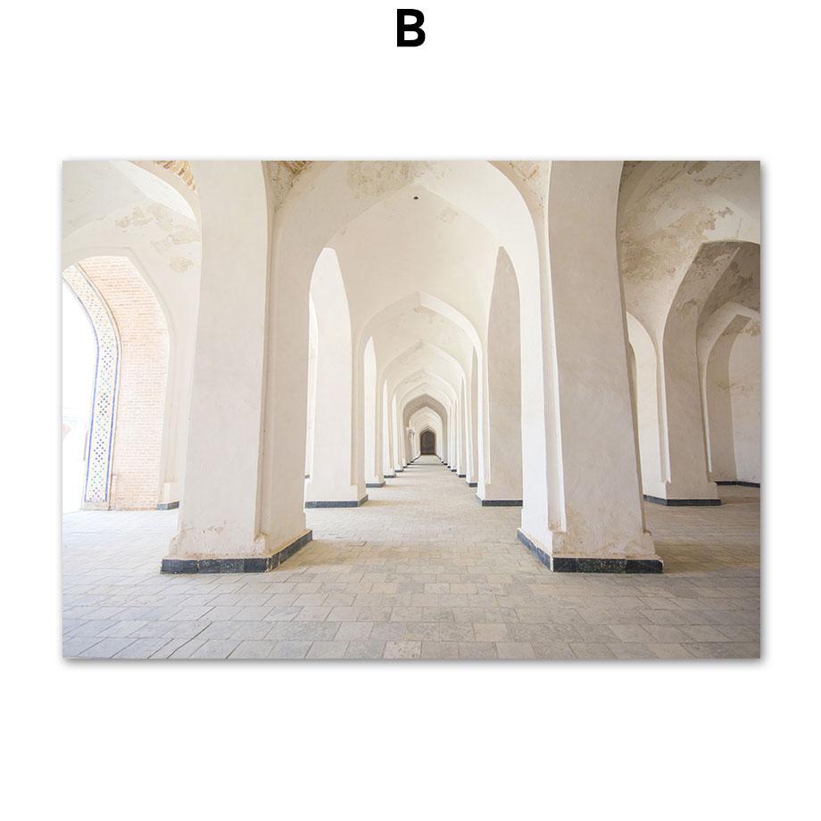 Исламская мечеть Коран Галерея Дверь Цветы Плакаты Печать Настенное искусство Холст Картина Скандинавские настенные картины для декора гостиной