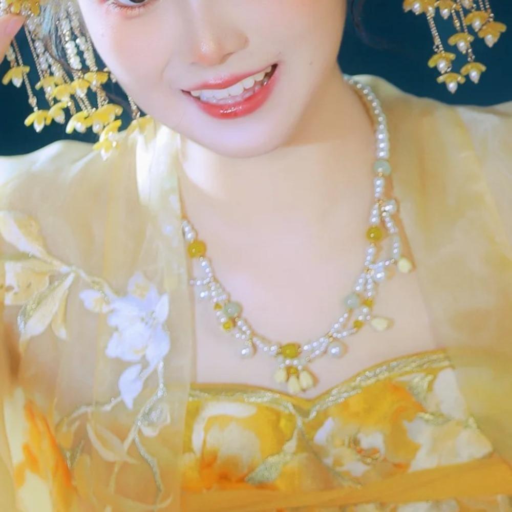 Exquisite Chinese Style Necklace Pearls Cheongsam Clavicle Chain Hanfu Necklaces Song Dynasty